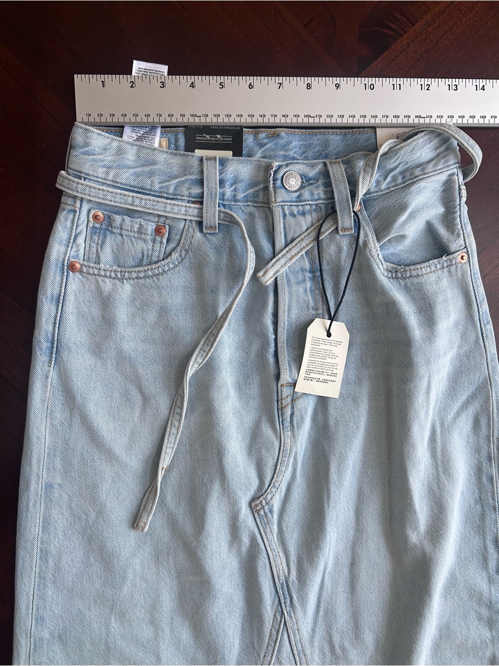 New Levi's Light Blue Denim Maxi Skirt size 24 - Picture 5 of 10